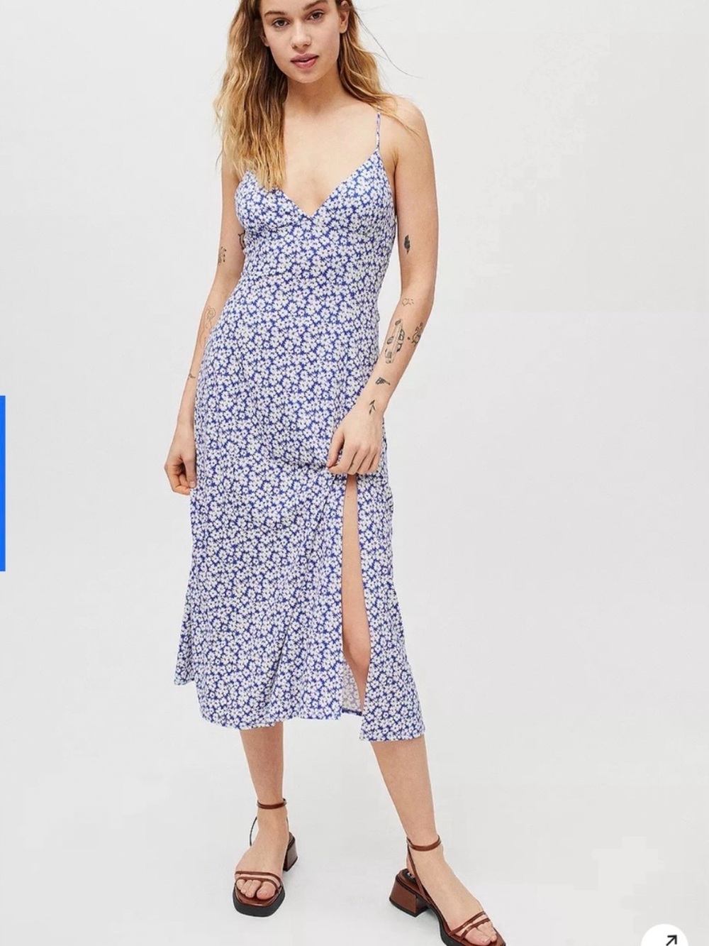 Urban Outfitters Ashley Blue Floral Midi Dress